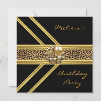 Leopard Invitation Elegant Black Velvet gold jewel
