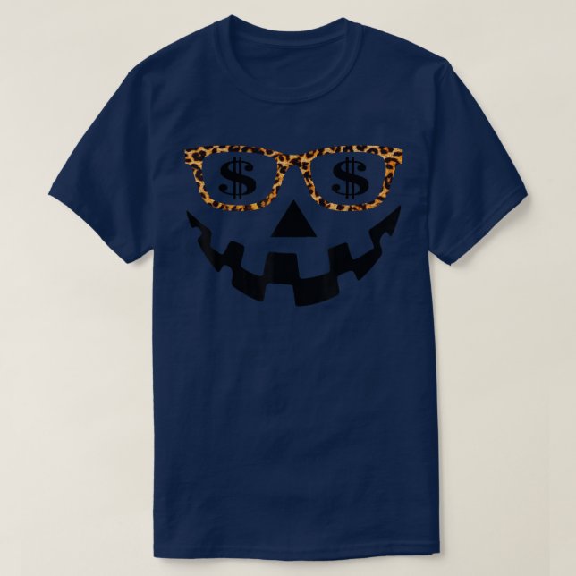 Leopard JackOLantern Leopard Glasse Pumpkin Dollar T-Shirt (Design Front)