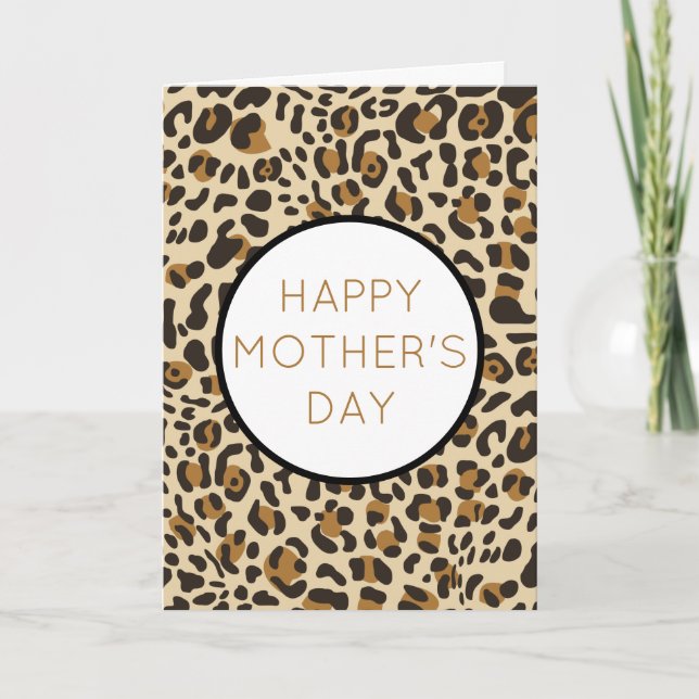 Leopard Jaguar Animal Print Mother's Day Holiday Card (Front)
