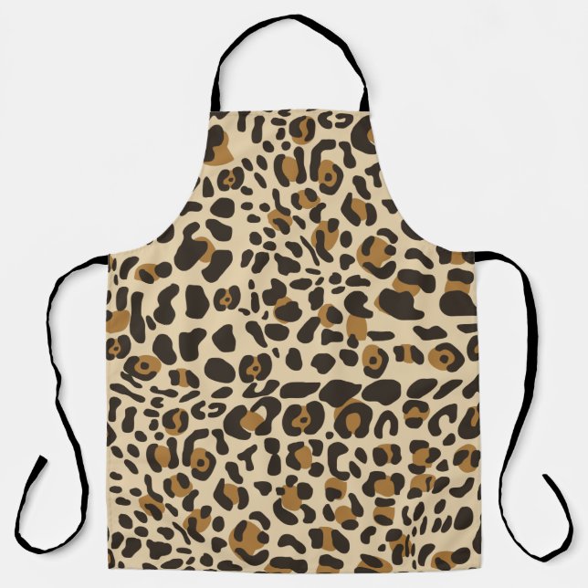 Leopard Jaguar Animal Print Pattern Apron (Front)