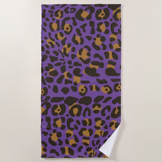 Leopard Jaguar Animal Print Pattern Beach Towel (Front)