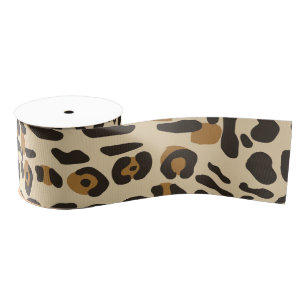 Leopard Jaguar Animal Print Pattern Grosgrain Ribbon