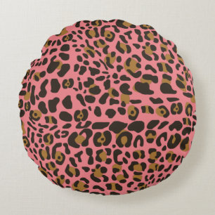 Leopard Jaguar Animal Print Pattern Round Cushion