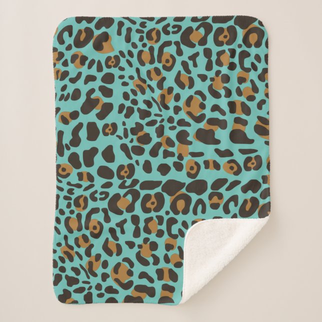 Leopard Jaguar Animal Print Pattern Sherpa Blanket (Front)