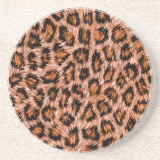 Leopard Jaguar Cat Brown Fur Pattern-24609 Coaster (Front)