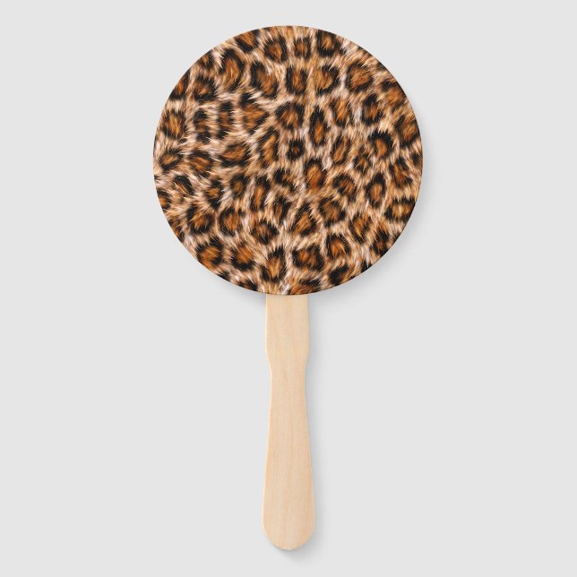 Leopard Jaguar Cat Brown Fur Pattern-24609 Hand Fan (Front)