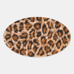 Leopard Jaguar Cat Brown Fur Pattern-24609 Oval Sticker