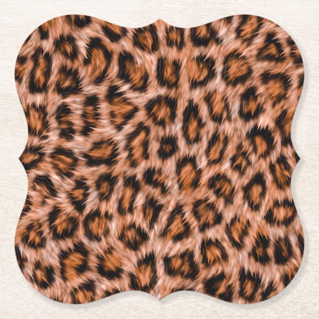 Leopard Jaguar Cat Brown Fur Pattern-24609 Paper Coaster (Front)