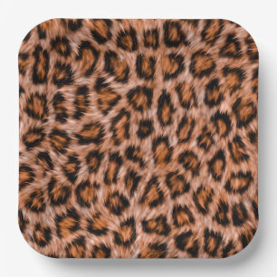 Leopard Jaguar Cat Brown Fur Pattern-24609 Paper Plate