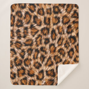 Leopard Jaguar Cat Brown Fur Pattern-24609 Sherpa Blanket