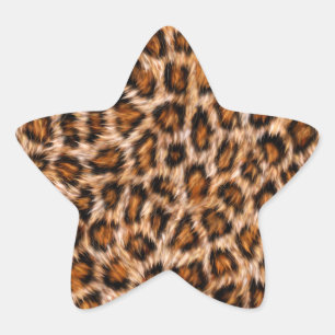 Leopard Jaguar Cat Brown Fur Pattern-24609 Star Sticker