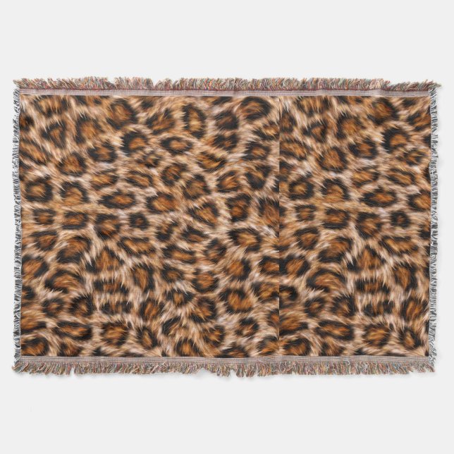 Leopard Jaguar Cat Brown Fur Pattern-24609 Throw Blanket (Front)