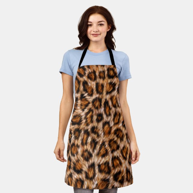 Leopard Jaguar Cat Brown Fur Pattern Apron (Worn)