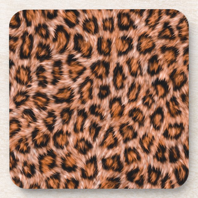 Leopard Jaguar Cat Brown Fur Pattern Coaster (Front)