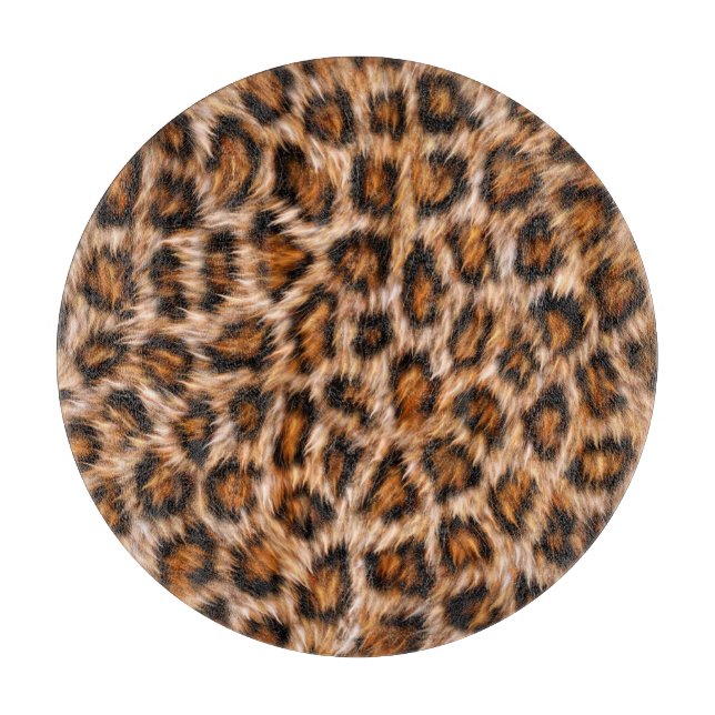 Leopard Jaguar Cat Brown Fur Pattern Cutting Board (Front)
