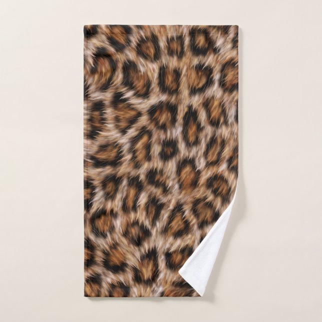 Leopard Jaguar Cat Brown Fur Pattern Hand Towel (Hand Towel)