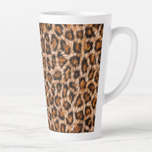 Leopard Jaguar Cat Brown Fur Pattern Latte Mug