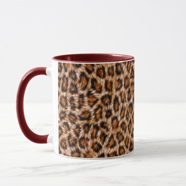 Leopard Jaguar Cat Brown Fur Pattern Mug (Left)