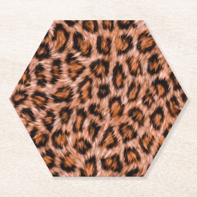 Leopard Jaguar Cat Brown Fur Pattern Paper Coaster (Front)