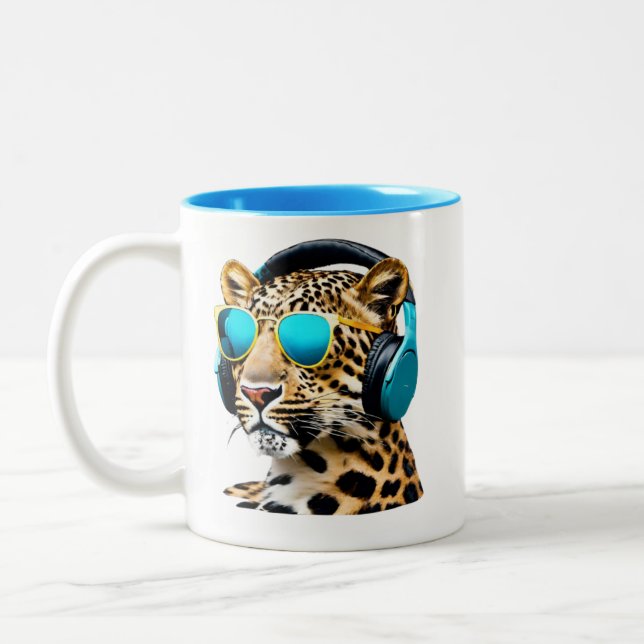 Leopard Jammin' Two-Tone Coffee Mug (Left)