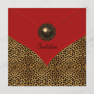 Leopard Jewel Red All Occasion Party Invitation