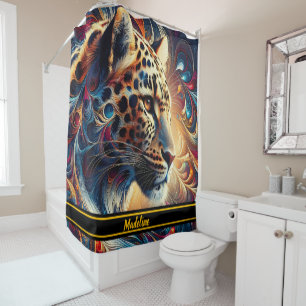 Leopard Joy: Swirling Jungle Majesty Shower Curtain