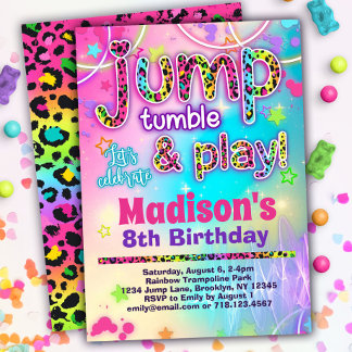 Leopard Jump Tumble & Play Birthday Invitation