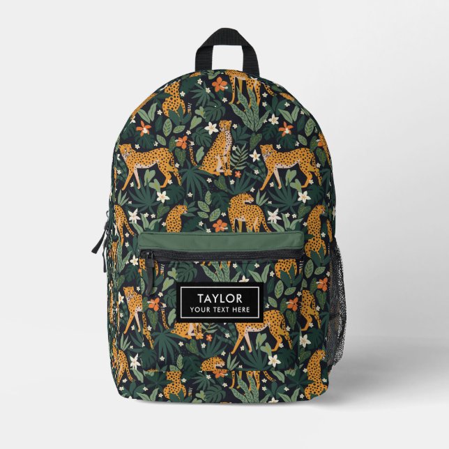 Leopard Jungle Animal Printed Backpack (Front)