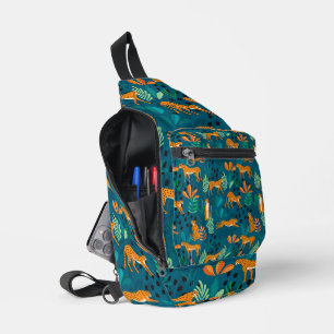 Leopard Jungle Blue Sling Bag