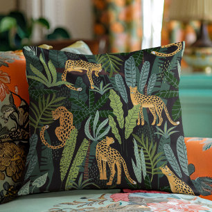 Leopard Jungle Forest Illustration Seamless  Cushion