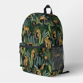 Leopard Jungle Forest Illustration Seamless Custom Printed Backpack