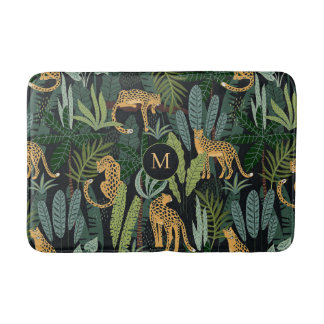 Leopard Jungle Forest Illustration Seamless Patter Bath Mat