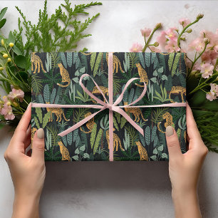 Leopard Jungle Forest Illustration Seamless Wrapping Paper