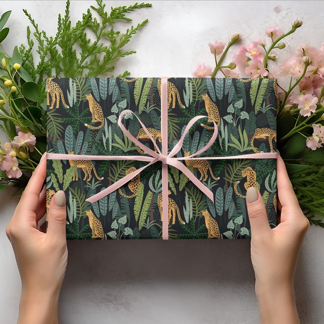 Leopard Jungle Forest Illustration Seamless  Wrapping Paper (Creator Uploaded)