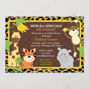 Leopard Jungle Friends Baby Shower Invitations