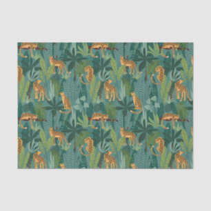 Leopard Jungle Pattern Green Background Tissue Paper