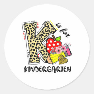Leopard K Is For Kindergarten Student Teacher Ck T Classic Round Sticker