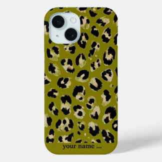 Leopard kaki print iPhone 15 case