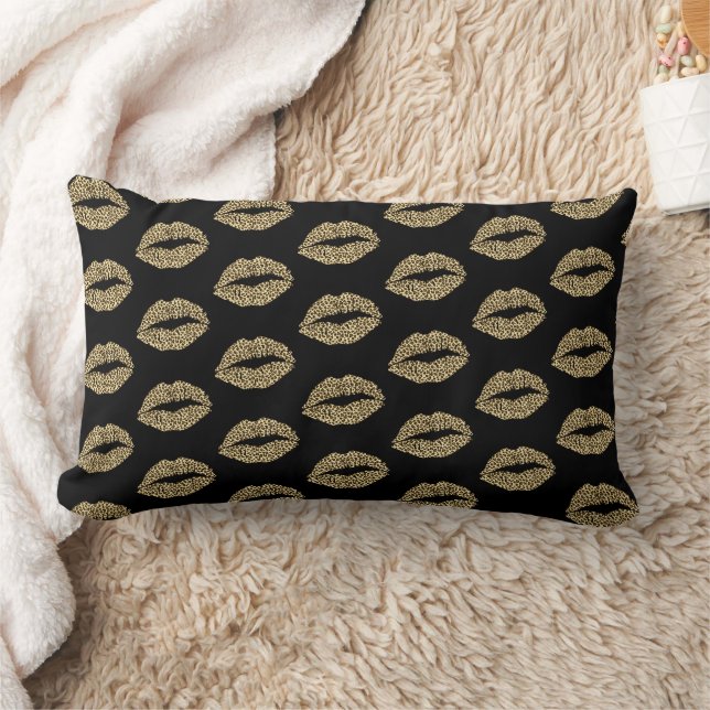 Leopard Kiss - Leopard Print Lips Pattern Lumbar Cushion (Blanket)