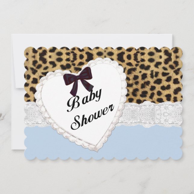 Leopard Lace Heart Baby Shower Invitation (Front)