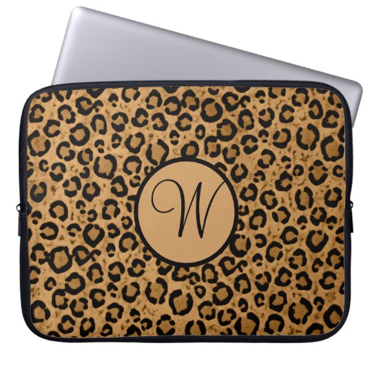 Leopard Laptop Sleeve With Initial