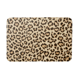 Leopard Leather Print Pattern Monogram Bath Mat
