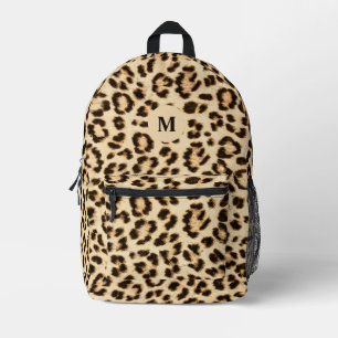 Leopard Leather Print Pattern Monogram Printed Backpack