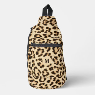 Leopard Leather Print Pattern Monogram Sling Bag