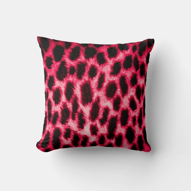 Leopard leather texture with black and red colours cushion (Front)