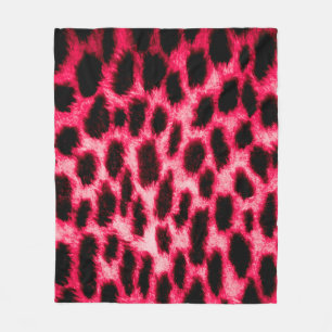 Leopard leather texture with black and red colours fleece blanket