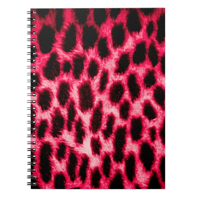 Leopard leather texture with black and red colours notebook (Front)