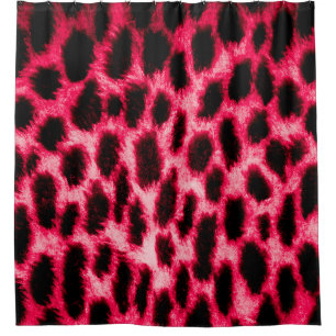 Leopard leather texture with black and red colours shower curtain