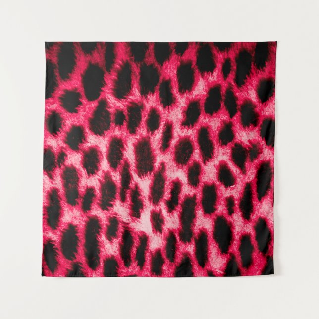 Leopard leather texture with black and red colours tapestry (Front)