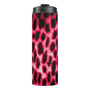 Leopard leather texture with black and red colours thermal tumbler